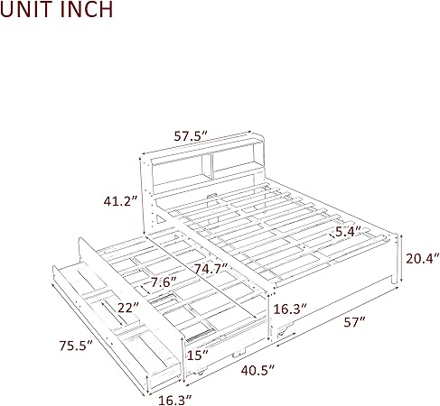 Full Size Bed with Twin Trundle and Storage for Teens and Adults 2 Full Size Bed with Twin Trundle and Storage for Teens and Adults - Image 2
