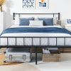 Full Over Full Metal Bunk Beds with Safety Rail and Ladder Black 4