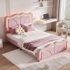 Queen Size Upholstered Bed Frame with Storage and Wooden Slats Ivory 3