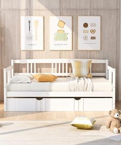 Modern Twin Daybed with Trundle for Bedroom and Living Room Use