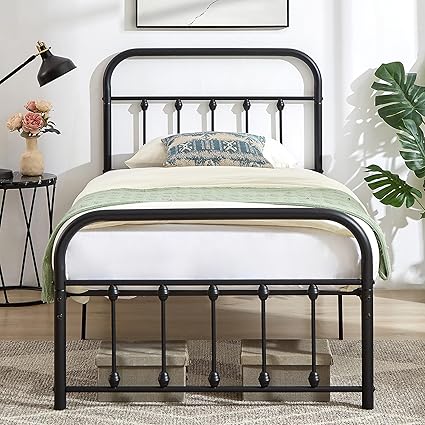 Victorian Style Twin Metal Bed Frame with Headboard and Storage 2 Victorian Style Twin Metal Bed Frame with Headboard and Storage - Image 2