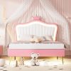 Queen Size Modern Rustic White Pine Bed Frame with Box Spring Required 4