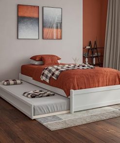 Barcelona Twin XL Panel Platform Bed with Trundle in White Finish