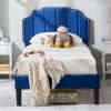 Twin Upholstered Platform Bed Frame for Kids with Adjustable Headboard