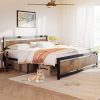 Twin Size Upholstered Bed Frame with Adjustable Headboard and LED Light 4