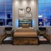 Wooden Twin Bed Frame Platform with Headboard and Storage Drawer 4
