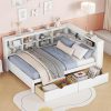 Space-Saving Wood Murphy Bed with Charging Station and Shelves 4