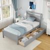 Giantex Twin Bed Frame with Storage Drawers and Headboard in Grey