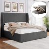 Queen Canopy Bed Frame Heavy Duty Steel Slat Support White No Box Spring 3