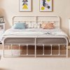 Vabches Full Size Bed Frame with LED Headboard & Drawers, Velvet Upholstered Platform Bed Frame with Led Light and Charging Station, Wingback Storage Metal Bed, Beige 4
