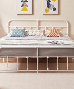 VECELO King Size Metal Bed Frame Victorian Style with Headboard