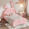 Twin Size Upholstered Platform Bed with Stripe Headboard Easy Assembly 4 Twin Size Upholstered Platform Bed with Stripe Headboard Easy Assembly 4