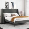Queen Size Metal Platform Bed Frame with Wooden Headboard Support 4 Queen Size Metal Platform Bed Frame with Wooden Headboard Support 4