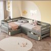 Walnut King Size Platform Bed Frame with Tall Headboard Easy Assembly 3