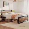 VECELO Queen Platform Bed Frame with Wood Headboard and Steel Slats 4