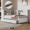 Full Bed Frame Wood Platform with High Headboard Dark Brown 4