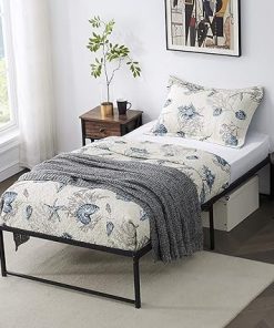 VECELO 14 Inch Twin Bed Frame No Box Spring Needed Steel Support