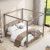Queen Canopy Bed with Twin Trundle and Storage Drawers in Grey 3