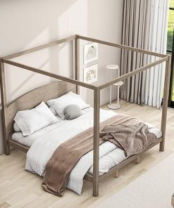 King Size Canopy Bed Frame with Headboard and Slat Support  
Wooden King Platform Bed Frame with Slat Support Design  
King Size Bed Frame for Kids Teens and Adults No Box Spring Needed