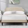 Furinno Pessac Twin XL Upholstered Bed Frame in White PU Leather 4