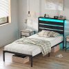 Twin Size Upholstered Bed Frame with Headboard Easy to Assemble 4