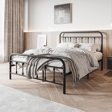 Full Size Metal Bed Frame with Headboard and Footboard Black Full Size Metal Bed Frame with Headboard and Footboard Black