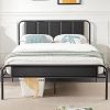 Full Size Metal Bed Frame with Charging Station and LED Lights 3