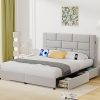 Full Size Murphy Bed with Storage Shelves and LED Lights in White 4