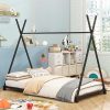 Montessori Full Size Floor Bed Frame with Guardrails and Headboard 4