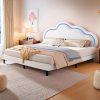 King Size Lift Up Storage Bed Frame with Charging Station and Light 4