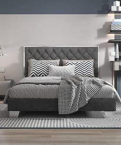 Giantex Modern Full Size Upholstered Bed Frame with Tufted Headboard