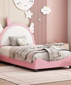 Unicorn Twin Kids Bed Frame with Slat Supports – No Box Spring Needed