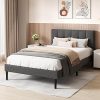 Queen Size Upholstered Platform Bed with Pull-Out Trundle for Guests 4