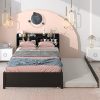 Merax Modern Upholstered Platform Bed Frame Wingback Headboard Beige 3