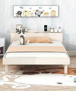 Bellemave Twin Bed Frame for Kids, Teens, White Wooden Platform Bed