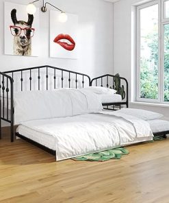 Novogratz Bushwick Twin Metal Daybed and Trundle Frame in Black