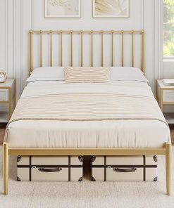 2024 Modern Metal Queen Size Bed Frame with Headboard for Bedrooms
