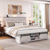 Fameill Full Size LED Metal Bed Frame with Charging Station and Storage 4