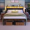 Metal Full Size Loft Bed Frame with L Shaped Desk and Storage Shelves 4