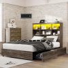 HIFIT Full Size LED Bed Frame with Charging Station and Storage Drawers 4