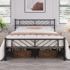 Twin Size Wood Bed Frame Linen Upholstered Platform Bed Headboard 3