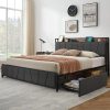 Full Bed with Bookcase Headboard and Trundle for Kids and Teens 3