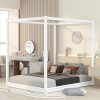 Wood Bunk Bed Full Over Full with Slide Drawers and Staircase White 3
