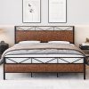 Grey Full Bed Frame with 4 Storage Drawers and Wooden Slats Support 3