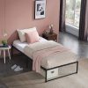 Twin L-Shaped Bed Frame with 3 Drawers for Teens in Gray 3