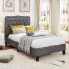 Twin Bed Frame with Trundle and Headboard for Kids and Guests 3