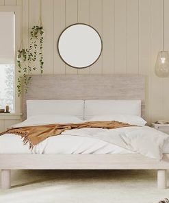 Harper Bright Queen Size Solid Wood Bed Frame with Headboard Gray