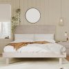 Queen Bed Frame with Headboard Solid Wood Easy Assembly Stone Gray