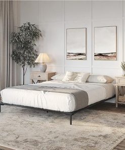 King Size Classic Brands Coventry Wood Slat Black Metal Bed Frame 2