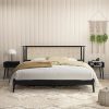 Ruby Queen Bed Frame with Headboard and Natural Rattan Nightstand